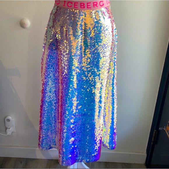 New ICEBERG Shimmering Sequin Midi Skirt - new with tags - EU 40 (Size 6) - Picture 7 of 11